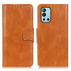 Leather Case Stands Flip Cover Holder M09L for OnePlus 9R 5G Brown