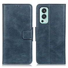 Leather Case Stands Flip Cover Holder M09L for OnePlus Nord 2 5G Blue