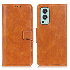 Leather Case Stands Flip Cover Holder M09L for OnePlus Nord 2 5G Brown