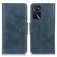 Leather Case Stands Flip Cover Holder M09L for Oppo A16s Blue