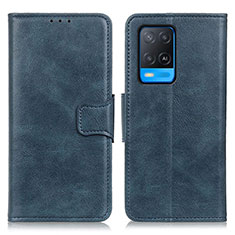 Leather Case Stands Flip Cover Holder M09L for Oppo A54 4G Blue