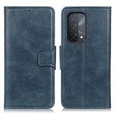 Leather Case Stands Flip Cover Holder M09L for Oppo A54 5G Blue