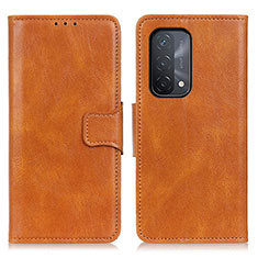 Leather Case Stands Flip Cover Holder M09L for Oppo A54 5G Brown