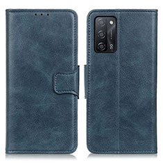 Leather Case Stands Flip Cover Holder M09L for Oppo A55 5G Blue