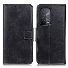 Leather Case Stands Flip Cover Holder M09L for Oppo A74 5G Black