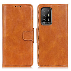 Leather Case Stands Flip Cover Holder M09L for Oppo A94 5G Brown