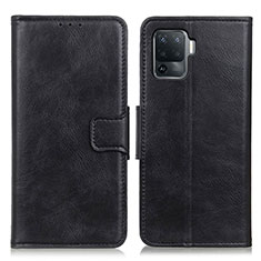 Leather Case Stands Flip Cover Holder M09L for Oppo Reno5 F Black
