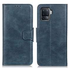 Leather Case Stands Flip Cover Holder M09L for Oppo Reno5 F Blue