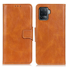 Leather Case Stands Flip Cover Holder M09L for Oppo Reno5 F Brown