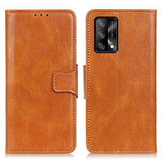 Leather Case Stands Flip Cover Holder M09L for Oppo Reno6 Lite Brown