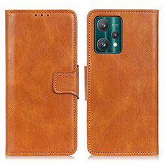 Leather Case Stands Flip Cover Holder M09L for Realme 9 4G Brown