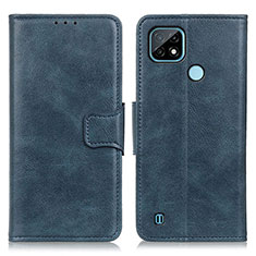 Leather Case Stands Flip Cover Holder M09L for Realme C21 Blue