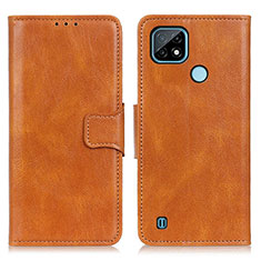 Leather Case Stands Flip Cover Holder M09L for Realme C21 Brown