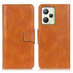 Leather Case Stands Flip Cover Holder M09L for Realme C35 Brown