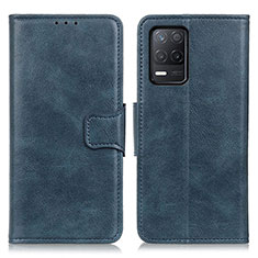 Leather Case Stands Flip Cover Holder M09L for Realme Q3i 5G Blue