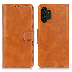 Leather Case Stands Flip Cover Holder M09L for Samsung Galaxy A13 4G Brown