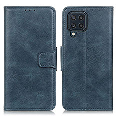 Leather Case Stands Flip Cover Holder M09L for Samsung Galaxy M32 4G Blue