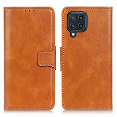 Leather Case Stands Flip Cover Holder M09L for Samsung Galaxy M32 4G Brown