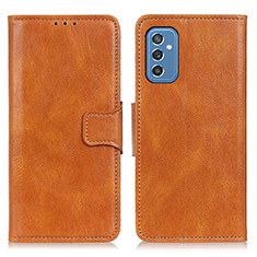 Leather Case Stands Flip Cover Holder M09L for Samsung Galaxy M52 5G Brown