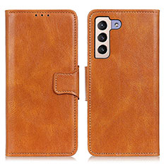 Leather Case Stands Flip Cover Holder M09L for Samsung Galaxy S21 FE 5G Brown