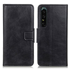 Leather Case Stands Flip Cover Holder M09L for Sony Xperia 1 IV Black