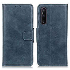 Leather Case Stands Flip Cover Holder M09L for Sony Xperia 1 V Blue