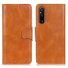 Leather Case Stands Flip Cover Holder M09L for Sony Xperia 1 V Brown