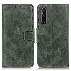 Leather Case Stands Flip Cover Holder M09L for Sony Xperia 1 V Green