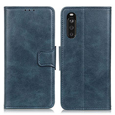 Leather Case Stands Flip Cover Holder M09L for Sony Xperia 10 III Blue