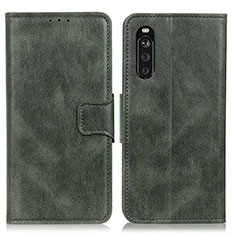 Leather Case Stands Flip Cover Holder M09L for Sony Xperia 10 III Green