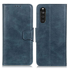 Leather Case Stands Flip Cover Holder M09L for Sony Xperia 10 III SO-52B Blue