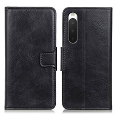 Leather Case Stands Flip Cover Holder M09L for Sony Xperia 10 IV Black