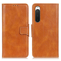 Leather Case Stands Flip Cover Holder M09L for Sony Xperia 10 IV SO-52C Brown