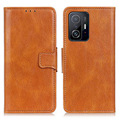 Leather Case Stands Flip Cover Holder M09L for Xiaomi Mi 11T Pro 5G Brown