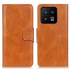 Leather Case Stands Flip Cover Holder M09L for Xiaomi Mi 13 5G Brown