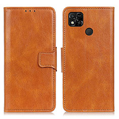 Leather Case Stands Flip Cover Holder M09L for Xiaomi POCO C3 Brown