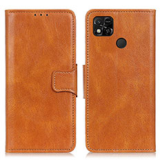 Leather Case Stands Flip Cover Holder M09L for Xiaomi POCO C31 Brown