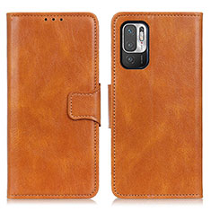 Leather Case Stands Flip Cover Holder M09L for Xiaomi POCO M3 Pro 5G Brown