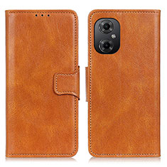 Leather Case Stands Flip Cover Holder M09L for Xiaomi Poco M4 5G Brown
