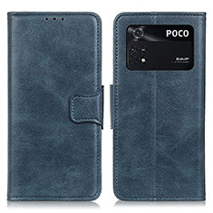 Leather Case Stands Flip Cover Holder M09L for Xiaomi Poco M4 Pro 4G Blue