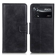 Leather Case Stands Flip Cover Holder M09L for Xiaomi Poco X4 Pro 5G Black