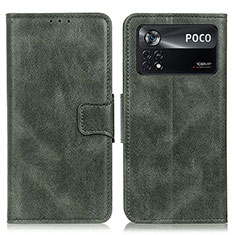 Leather Case Stands Flip Cover Holder M09L for Xiaomi Poco X4 Pro 5G Green