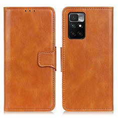 Leather Case Stands Flip Cover Holder M09L for Xiaomi Redmi 10 4G Brown