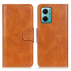 Leather Case Stands Flip Cover Holder M09L for Xiaomi Redmi 10 5G Brown