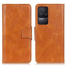 Leather Case Stands Flip Cover Holder M09L for Xiaomi Redmi K50 5G Brown