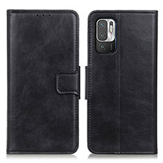 Leather Case Stands Flip Cover Holder M09L for Xiaomi Redmi Note 10 5G Black