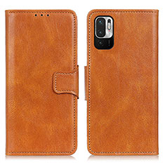 Leather Case Stands Flip Cover Holder M09L for Xiaomi Redmi Note 10 JE 5G Brown