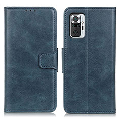 Leather Case Stands Flip Cover Holder M09L for Xiaomi Redmi Note 10 Pro 4G Blue