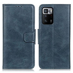 Leather Case Stands Flip Cover Holder M09L for Xiaomi Redmi Note 10 Pro 5G Blue