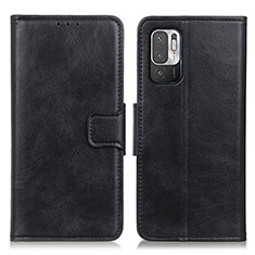 Leather Case Stands Flip Cover Holder M09L for Xiaomi Redmi Note 10T 5G Black